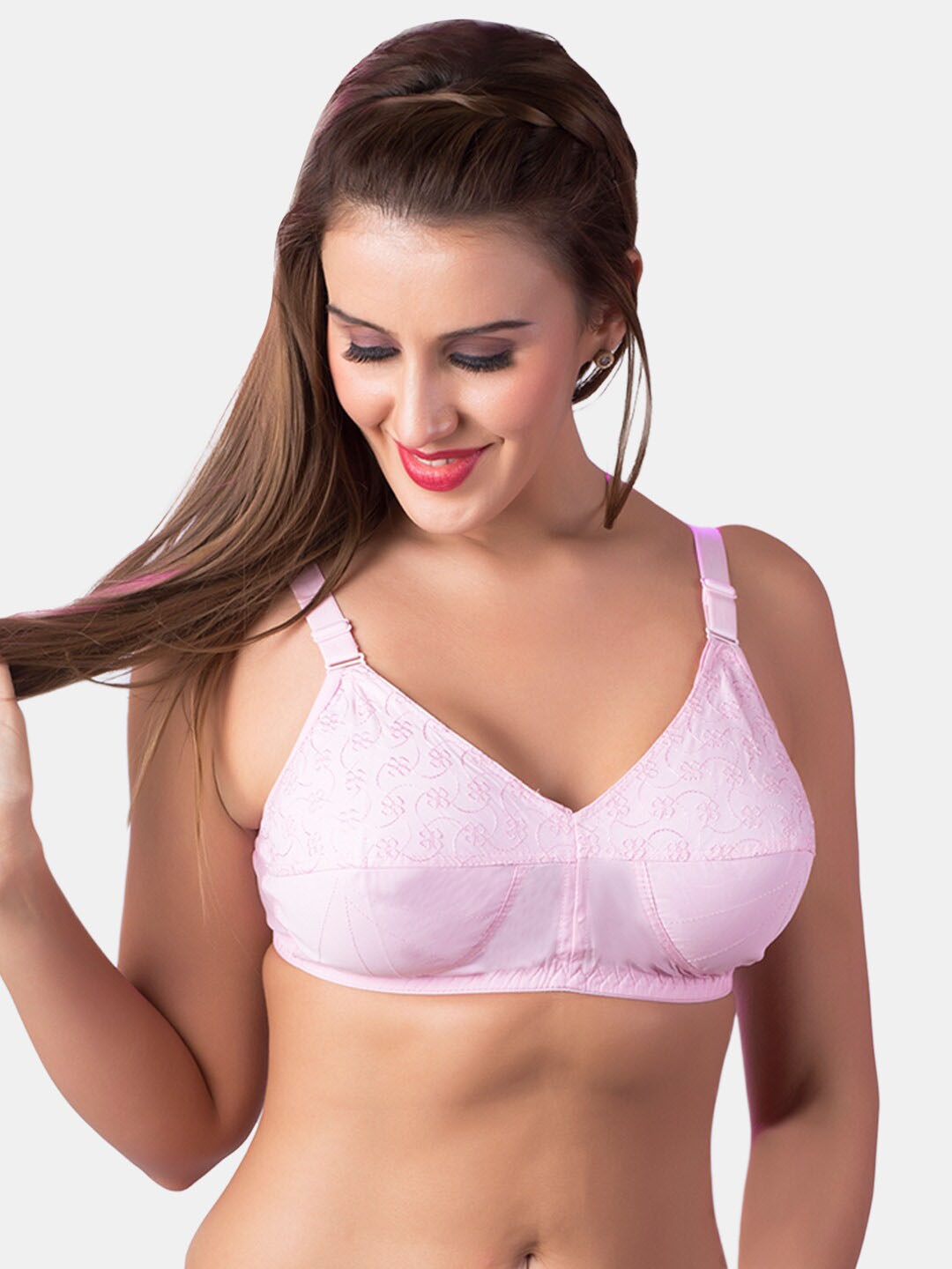

Souminie Full Coverage Non Padded Pure Cotton Minimiser Bra - All Day Comfort, Pink