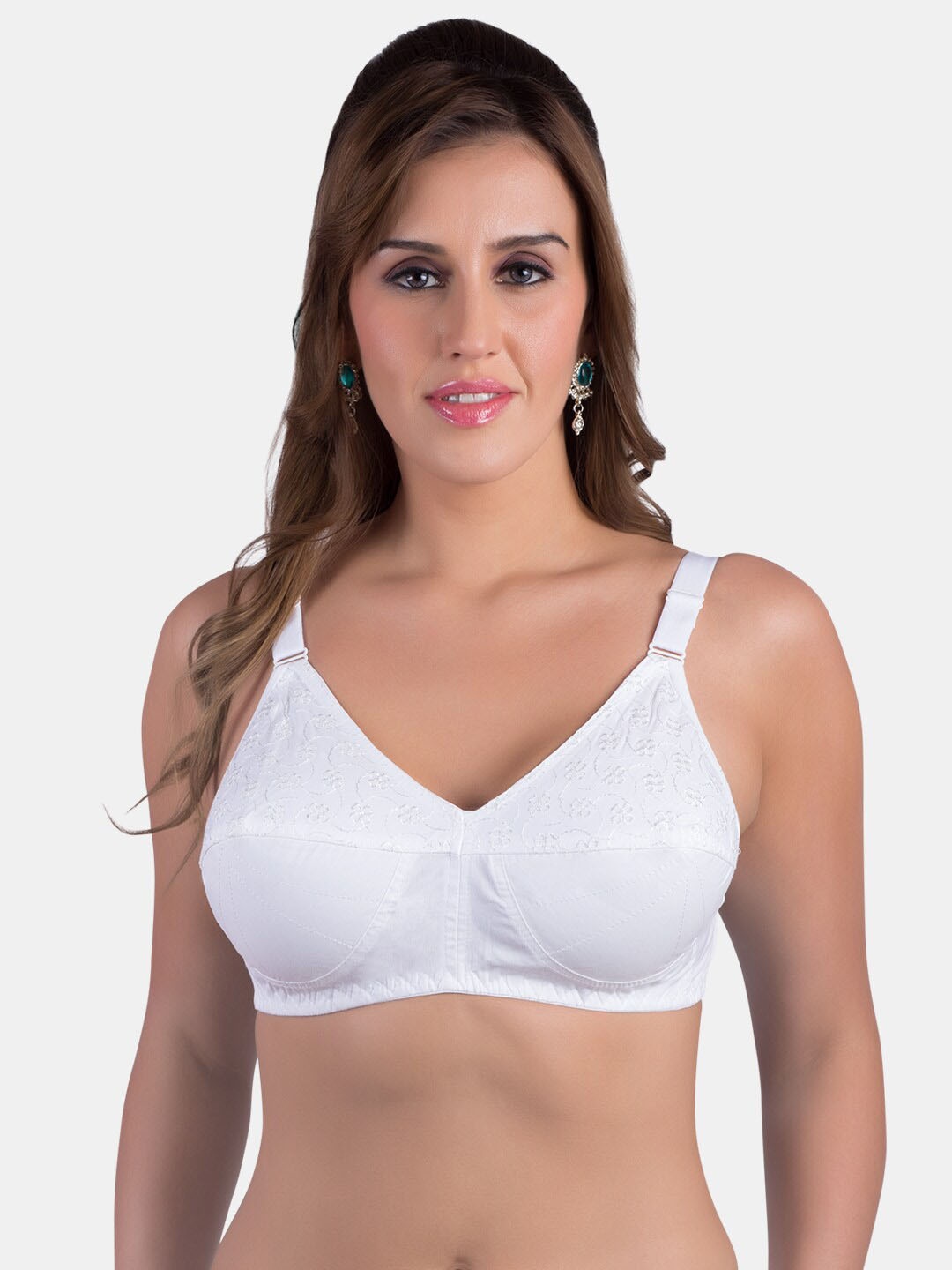 

Souminie Non Padded Pure Cotton Seamed Full Coverage Bra All Day Comfort, White