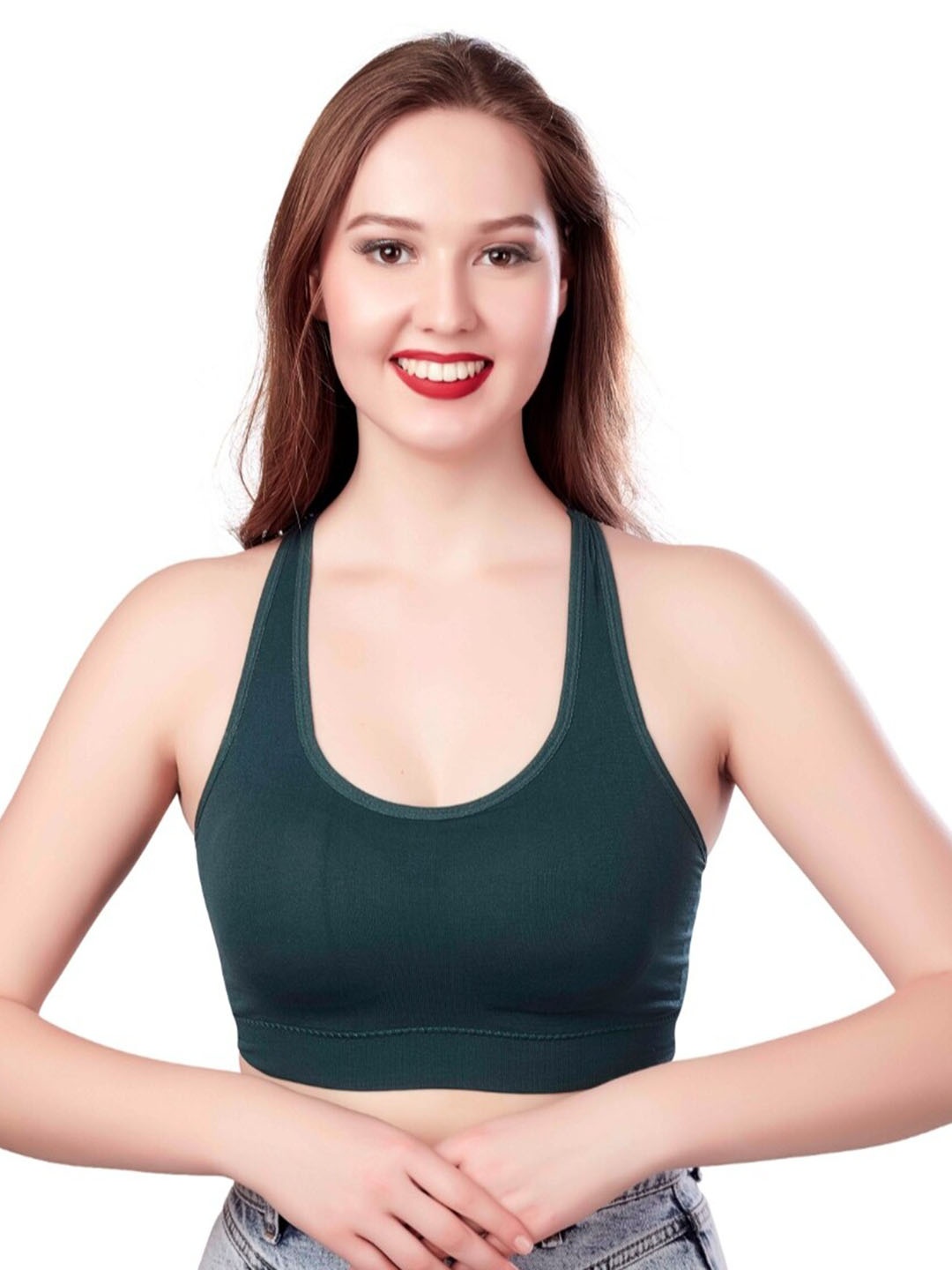 

Munaafi Full Coverage Racerback Sports Bra With All Day Comfort, Green