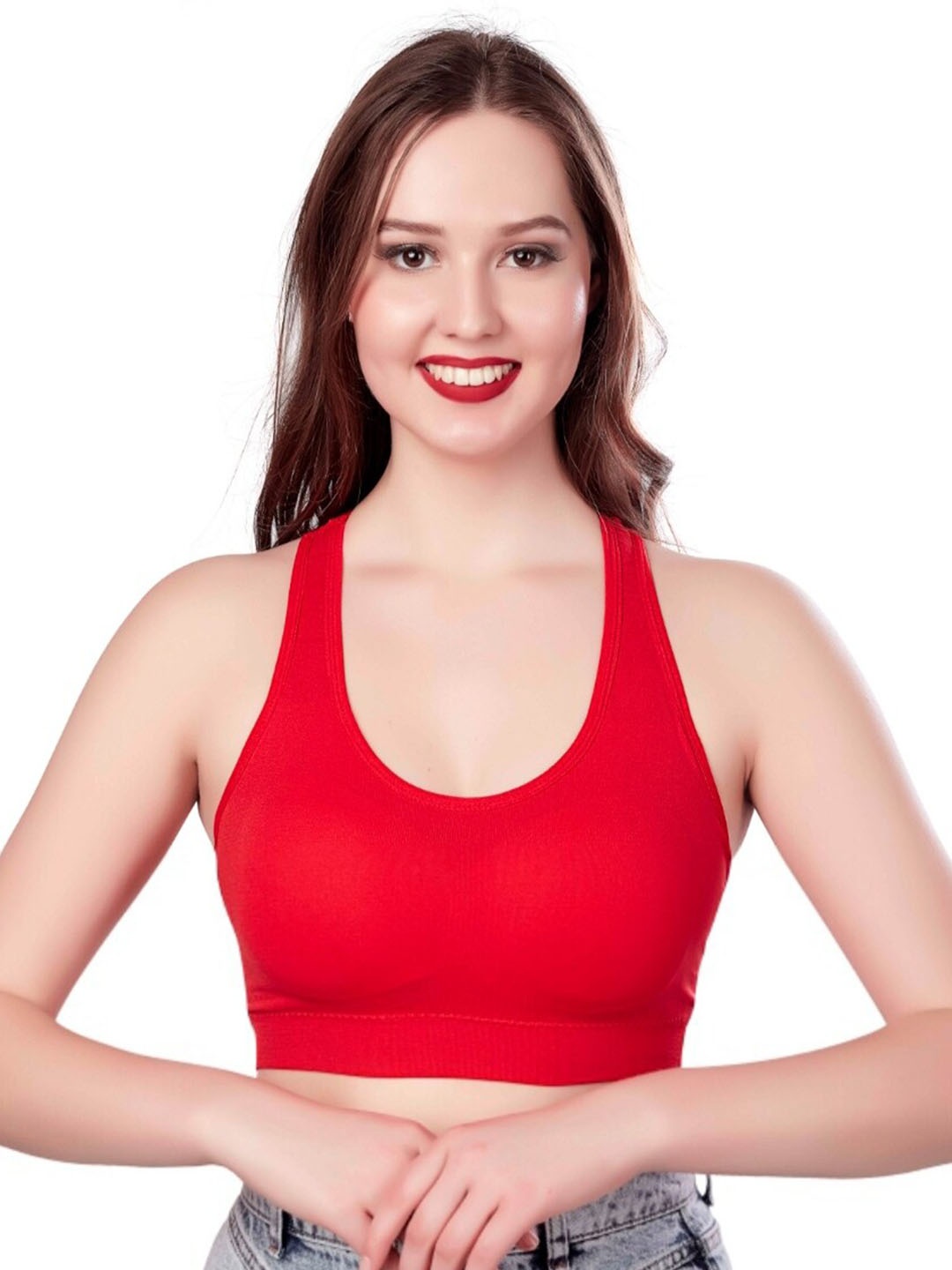 

Munaafi Full Coverage Racerback Sports Bra With All Day Comfort, Red