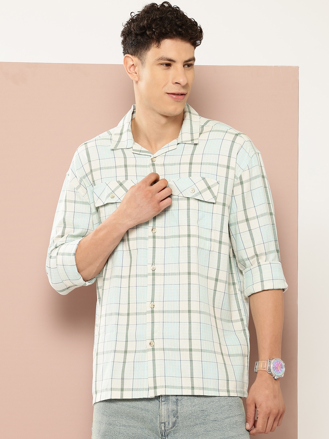 

Harvard Tartan Checked Casual Shirt, Off white