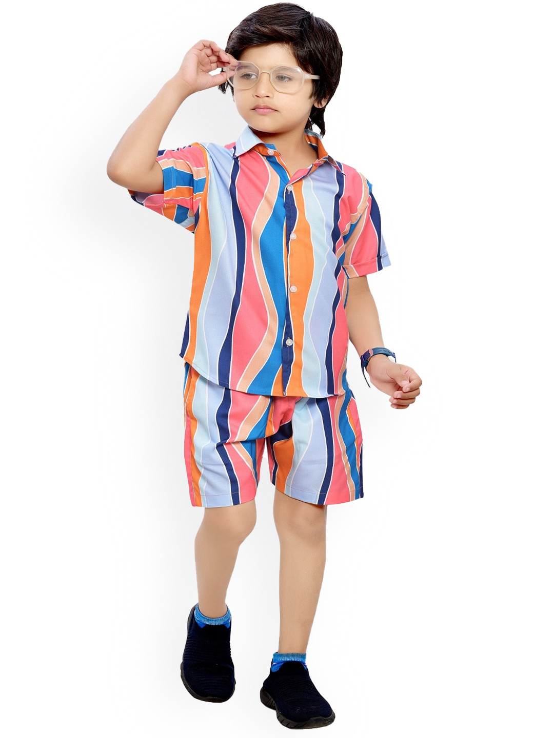 

BAESD Boys Printed Shirt With Short, Pink