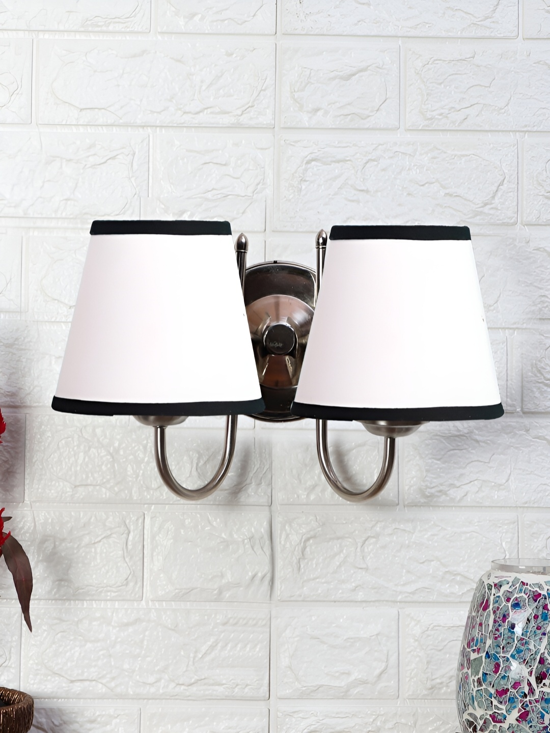 

Devansh White & Black Metal Traditional Frustum Shaped Wall Lamp