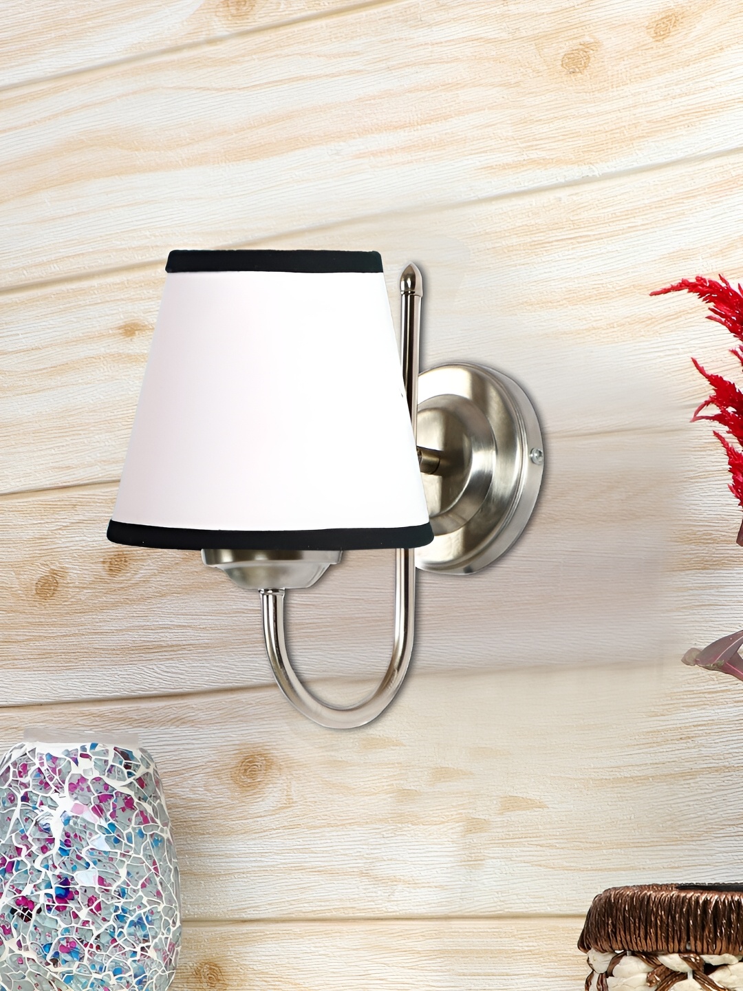 

Devansh White & Black Metal Contemporary Frustum Shaped Wall Lamp