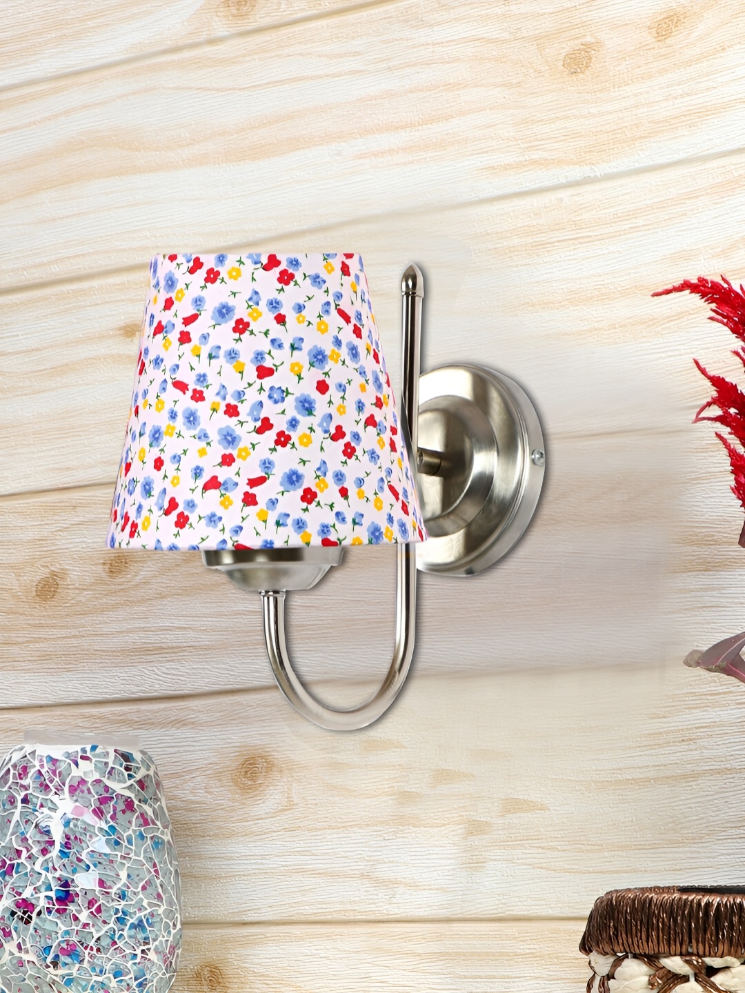 

Devansh White & Blue Printed Metal Contemporary Frustum Shaped Wall Lamp