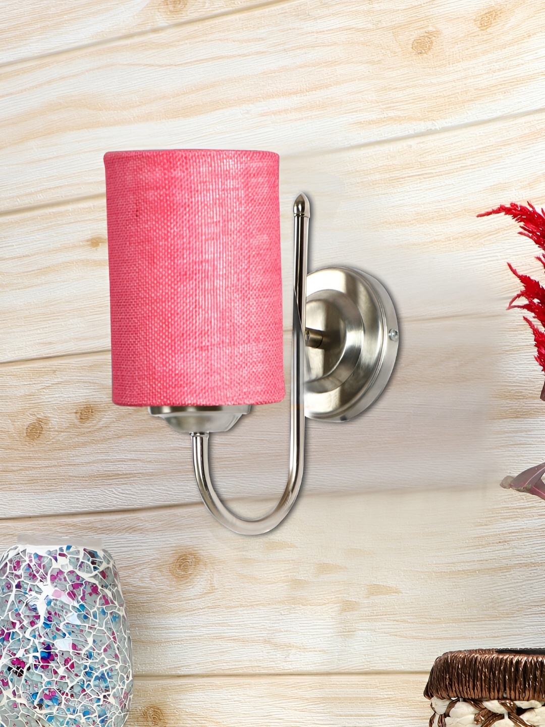 

Devansh Pink Metal Traditional Cylinder Shaped Wall Lamp