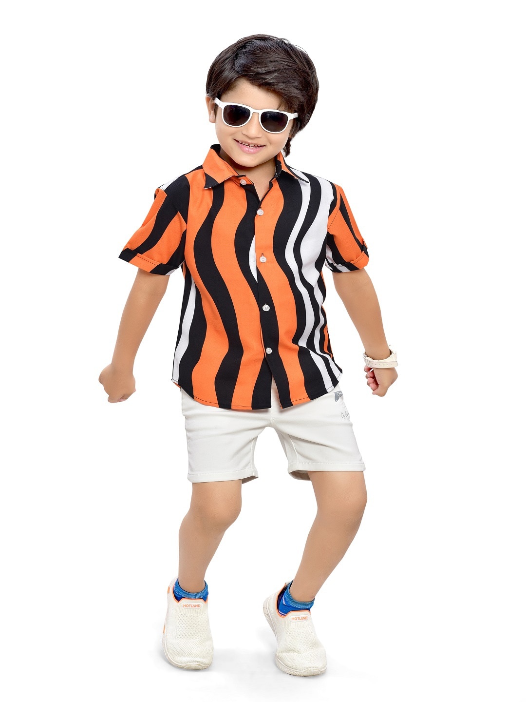 

BAESD Boys Comfort Striped Spread Collar Short Sleeves Casual Shirt, Orange