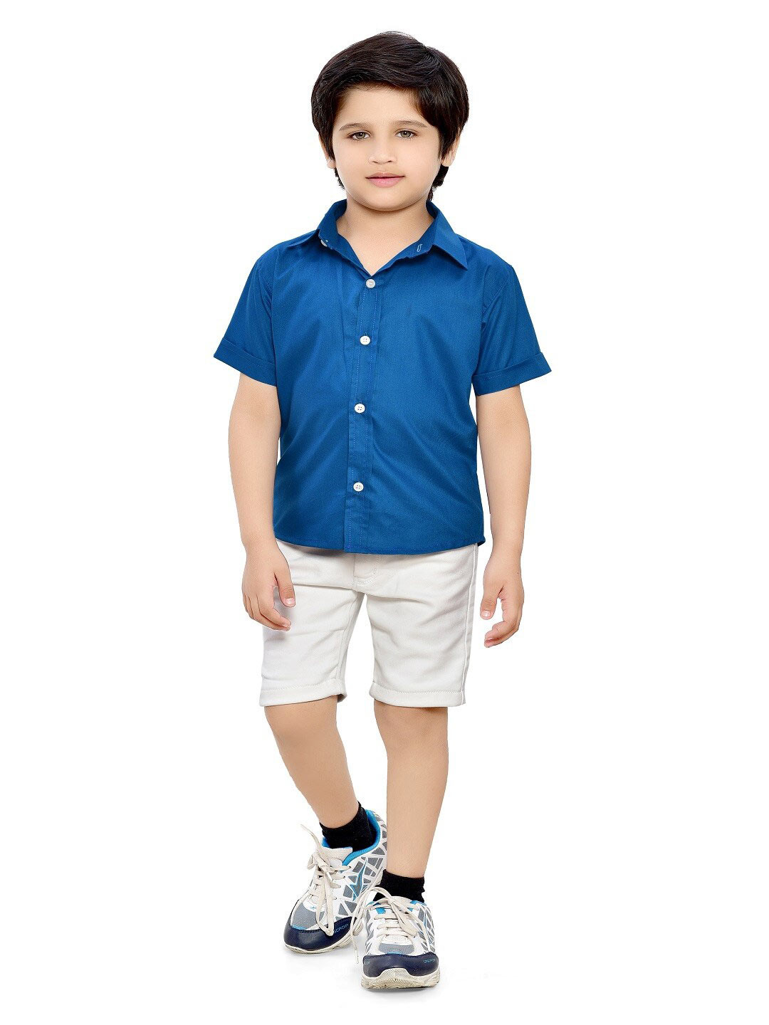 

BAESD Boys Comfort Spread Collar Short Sleeves Cotton Casual Shirt, Blue