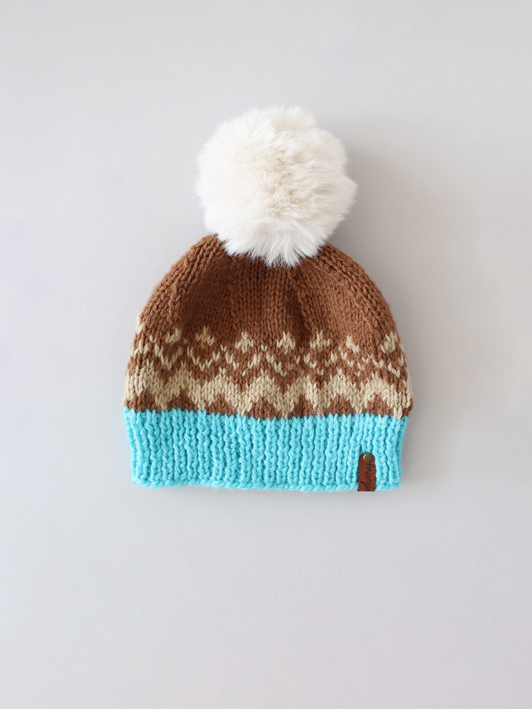 

Velvery Women Acrylic Self Design Beanie, Brown