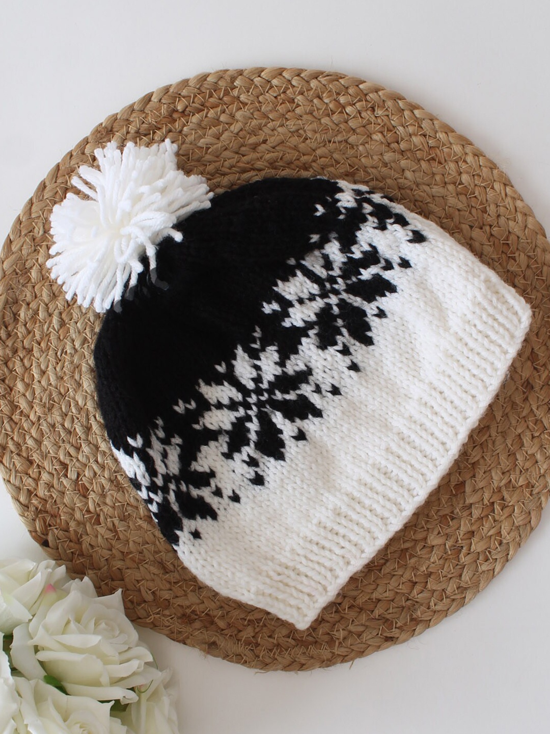 

Velvery Women Self Design Acrylic Beanie, White