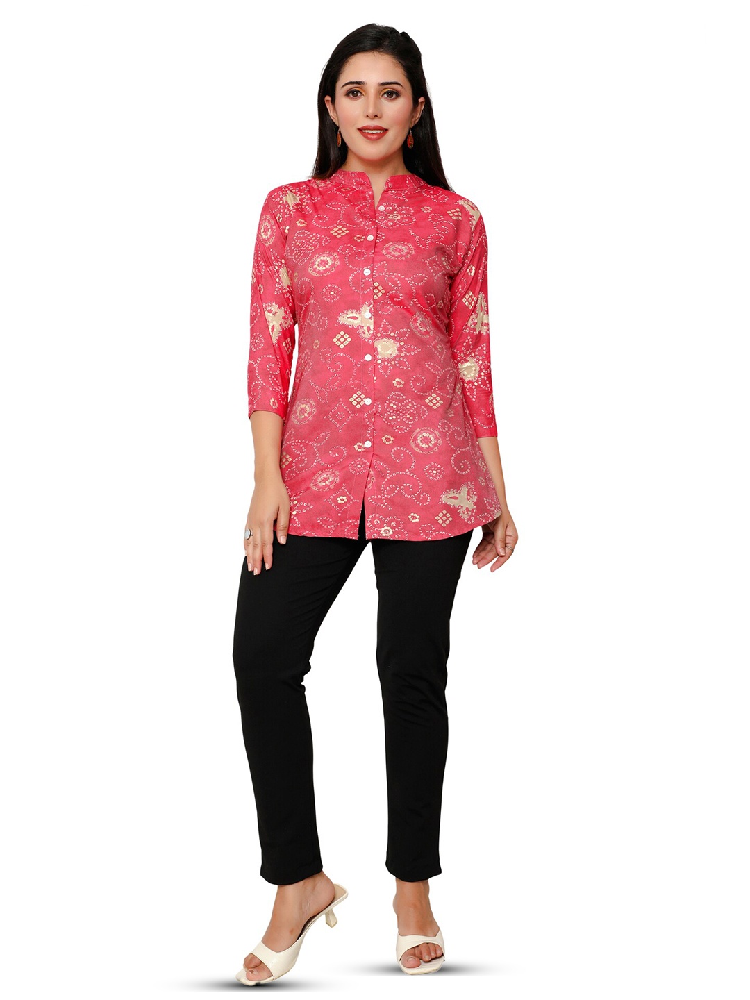 

SIDYAL Floral Printed Pure Cotton A-Line Kurti, Red