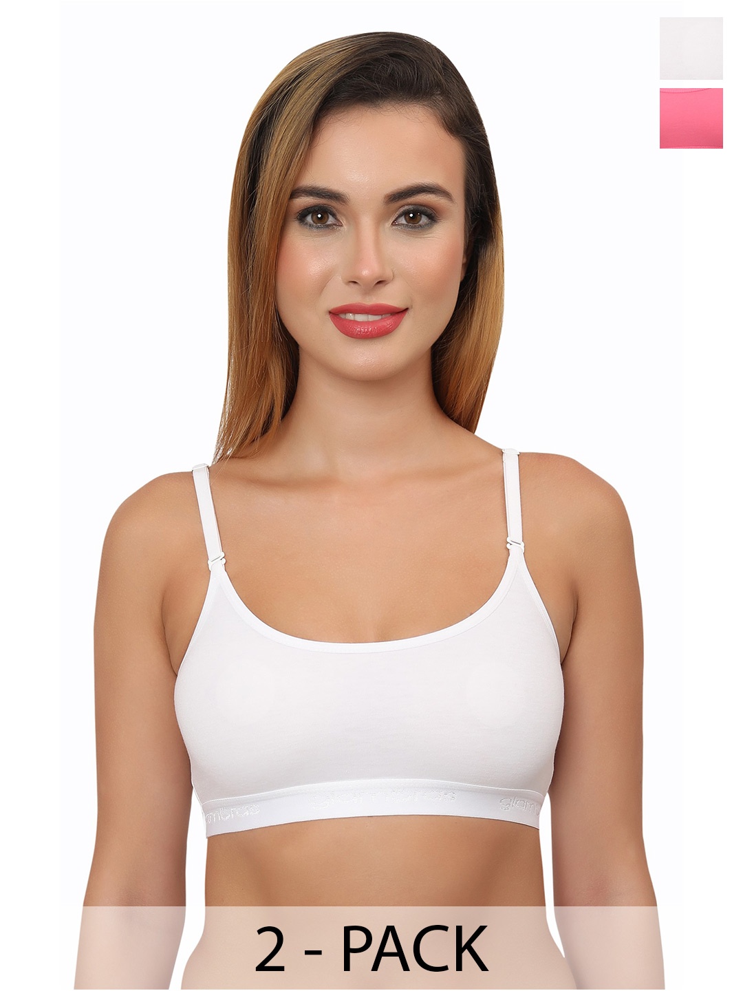 

Glamoras Pack Of 2 Full Coverage Non Padded Beginners Bras With All Day Comfort, White