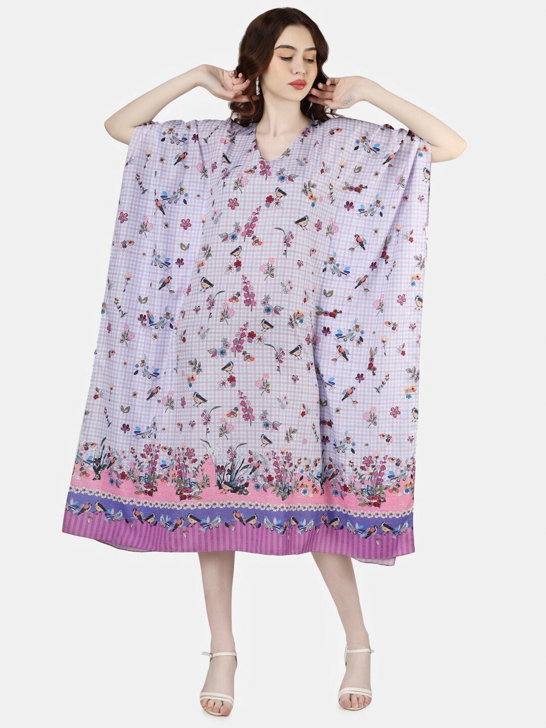 

Sukshat Floral Printed Midi Kaftan Dress, Purple