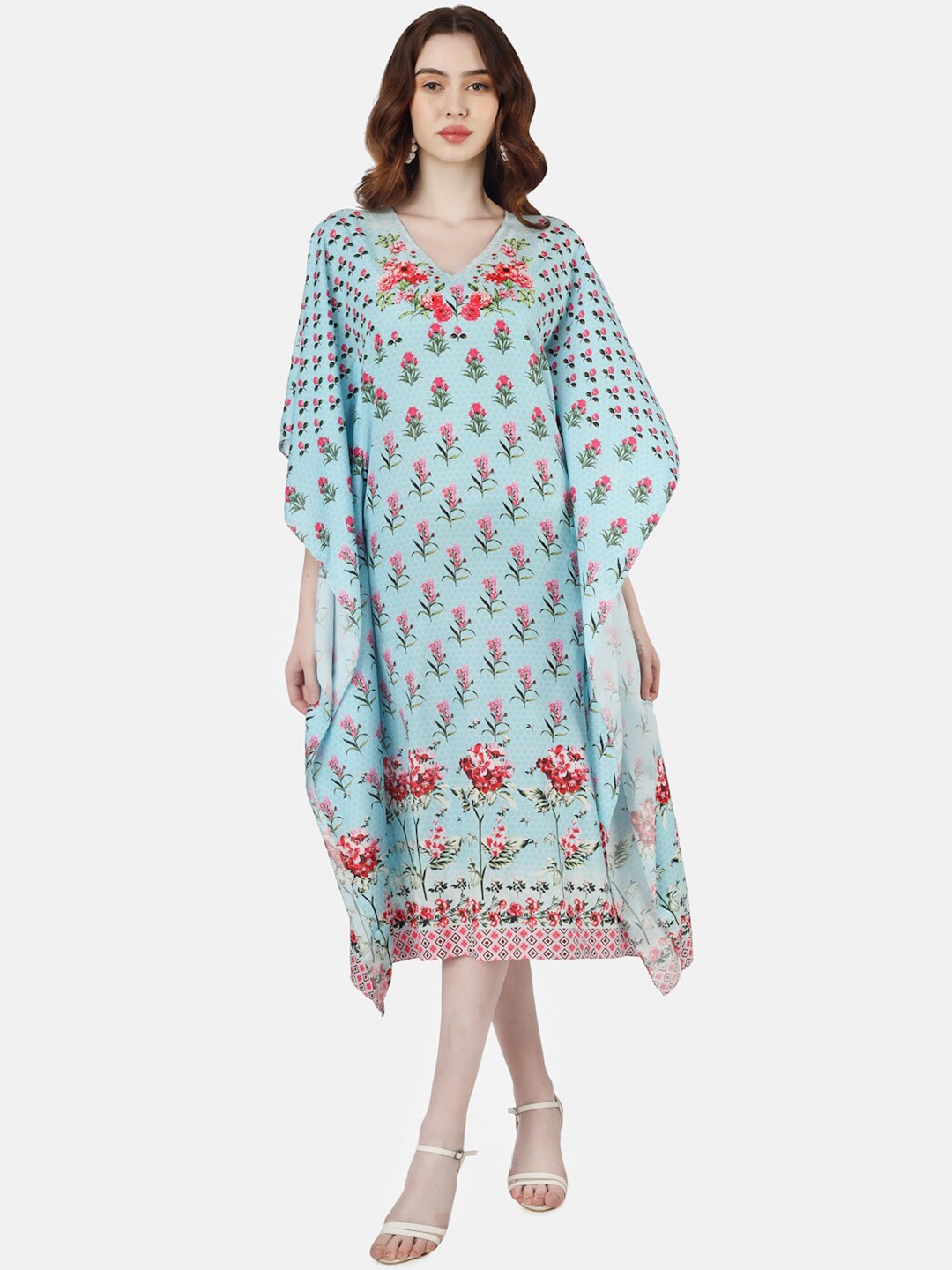 

Sukshat Floral Printed Midi Kaftan Dress, Blue