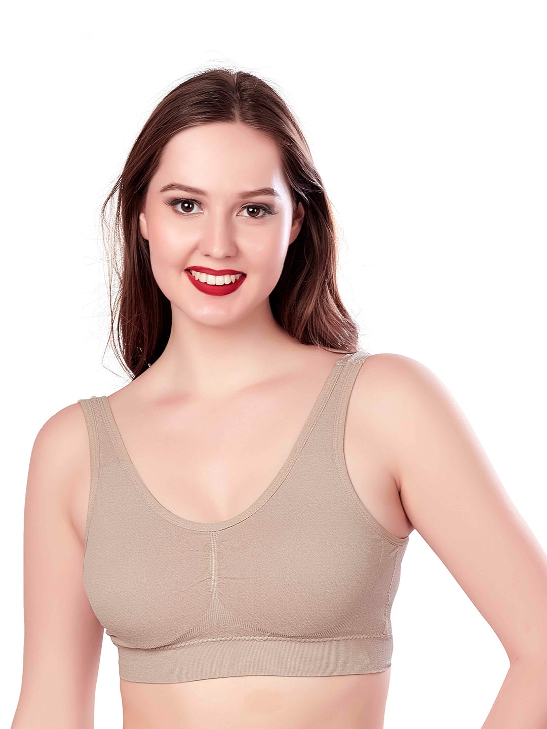 

Munaafi Full Coverage Lightly Padded Workout Bra with All Day Comfort, Beige