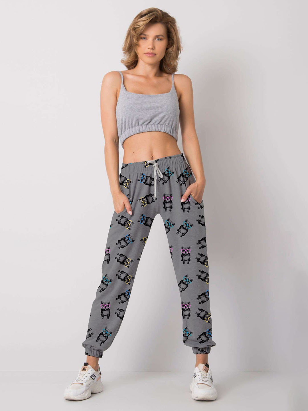 

CAMISON Women Printed Joggers, Grey