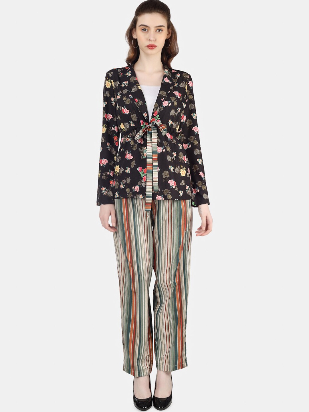 

Sukshat Floral Long Sleeves Spread Collar Opaque Printed Casual Shirt, Black