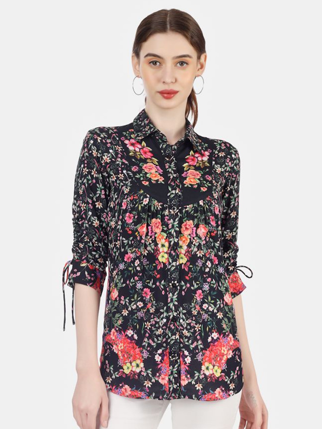 

Sukshat Floral Printed Casual Shirt, Black