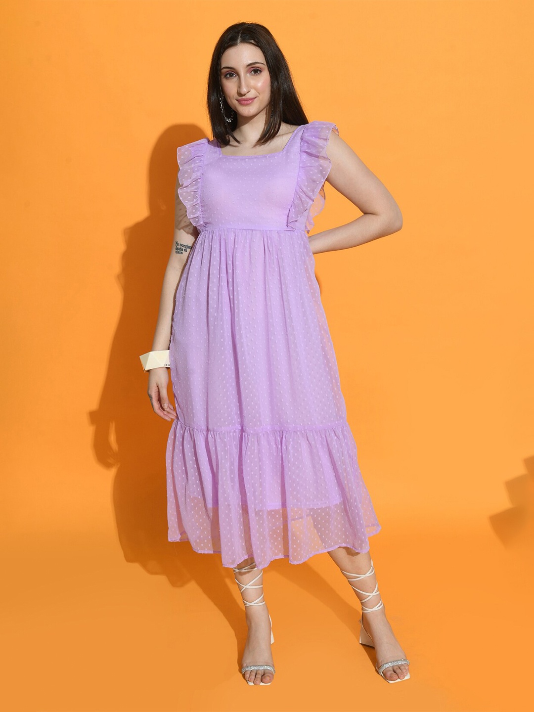 

IUGA Georgette A-Line Midi Dress, Lavender