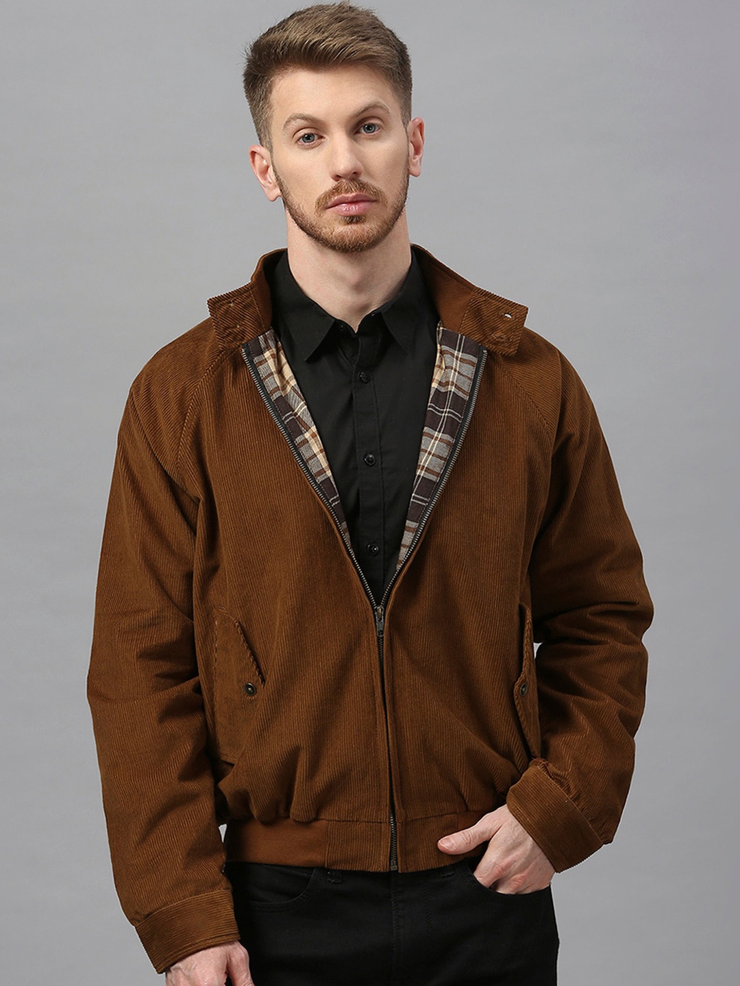 

Dream of Glory Inc Corduroy Windcheater Bomber Jacket, Camel brown