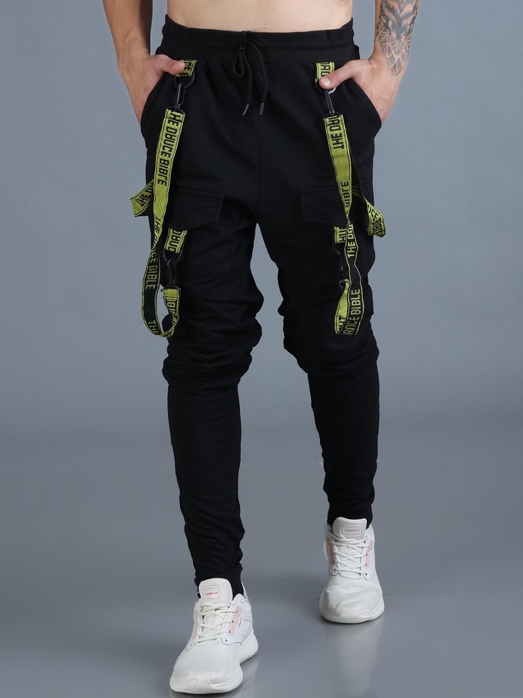 

The Dance Bible Drip Tape Detail Cargo Jogger, Black