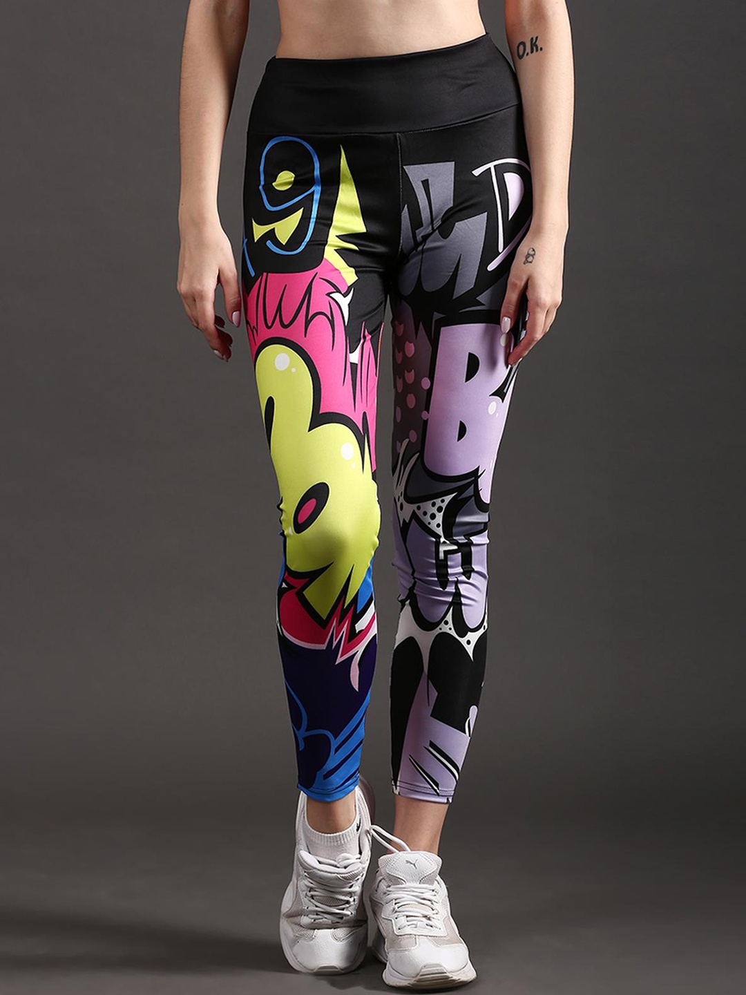 

The Dance Bible Women Printed High-Rise Tights, Black