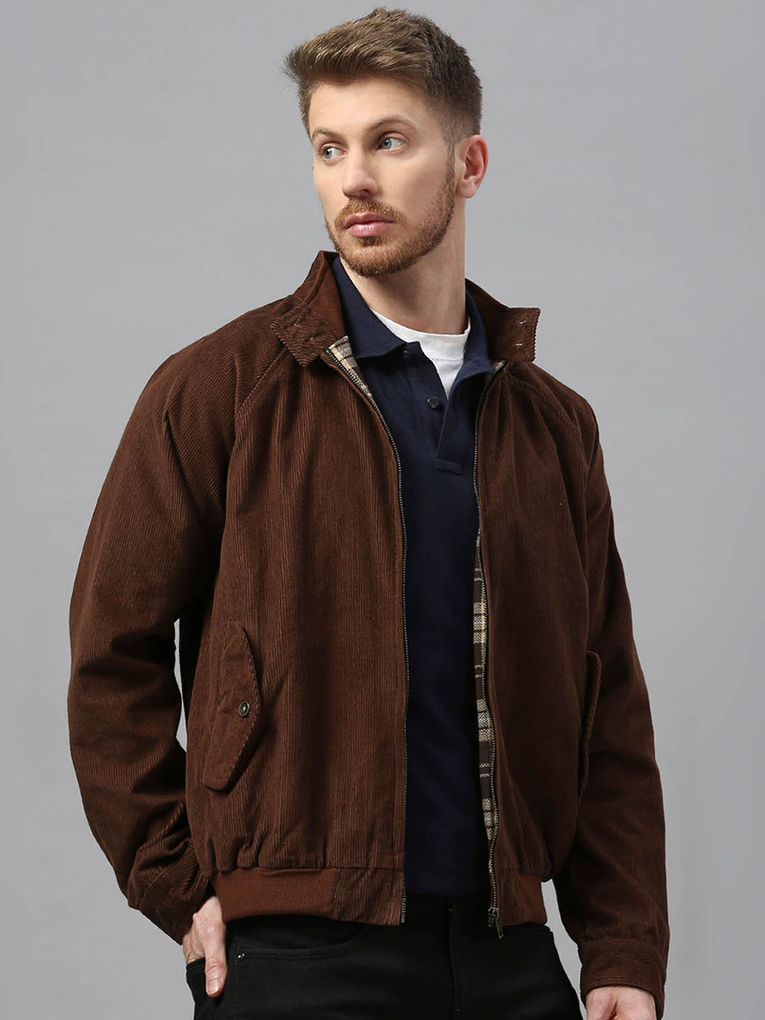 

Dream of Glory Inc Corduroy Windcheater Bomber Jacket, Coffee brown