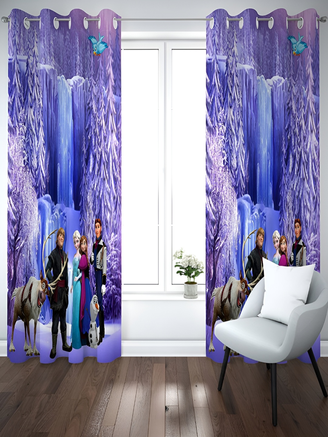 

JUBILANT HOME FASHION Purple & White 2 Pieces Quirky Room Darkening Door Curtain