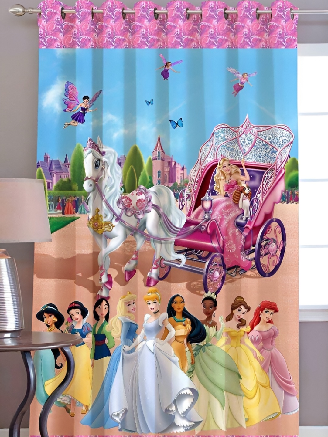 

JUBILANT HOME FASHION Pink & Blue Quirky Room Darkening Door Curtain