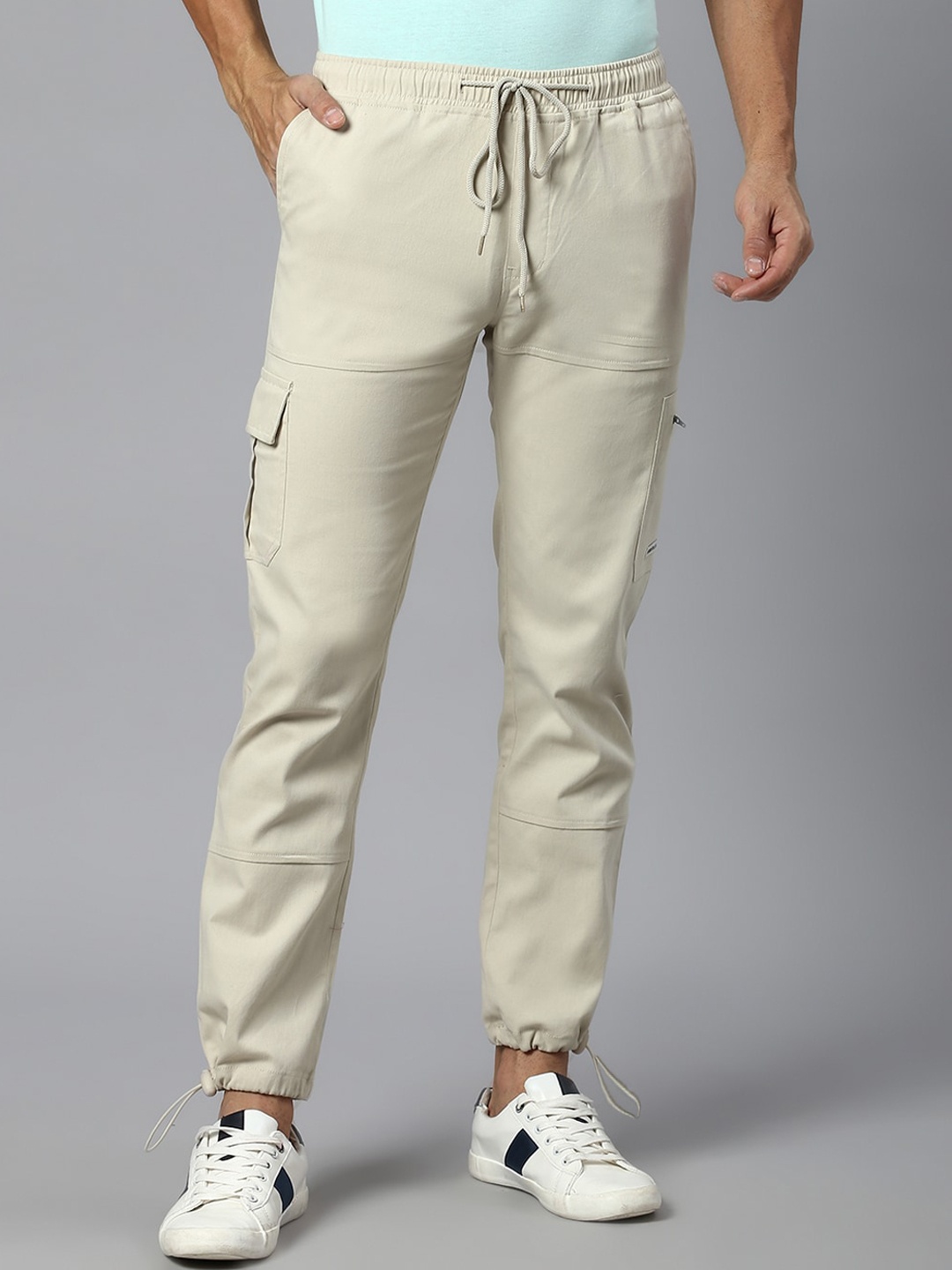 

Hubberholme Men Relaxed Straight Leg Cotton Cargos Trousers, Off white