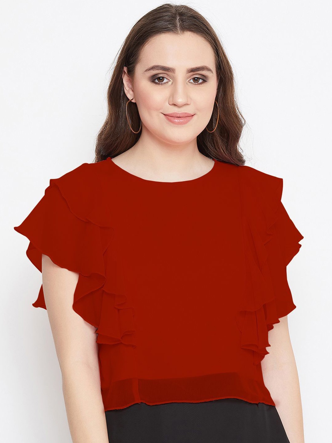 

Bitterlime Flutter Sleeves Top, Red