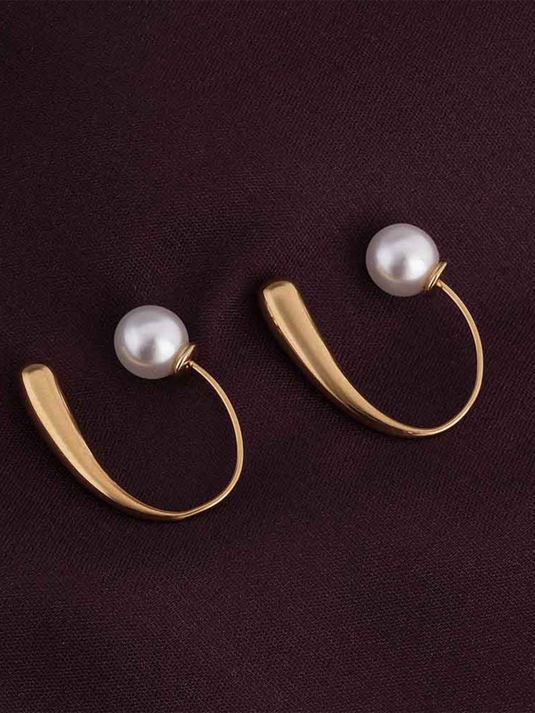 

PALMONAS Gold-Plated Contemporary Drop Earrings