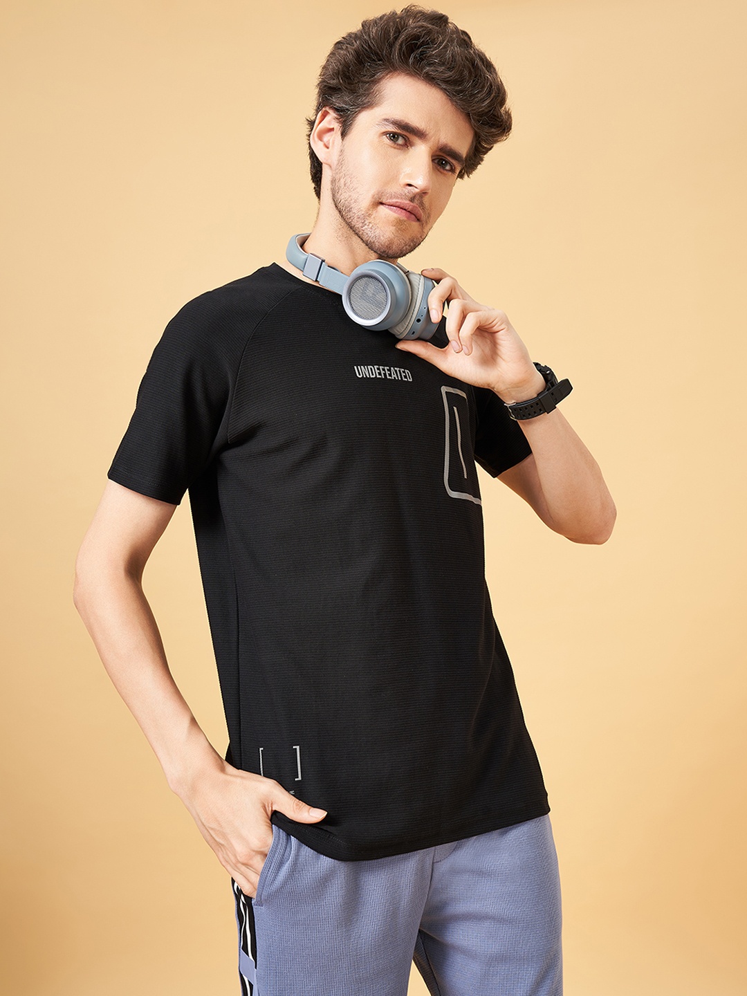 

Ajile by Pantaloons Round Neck Cotton Slim Fit T-shirt, Black