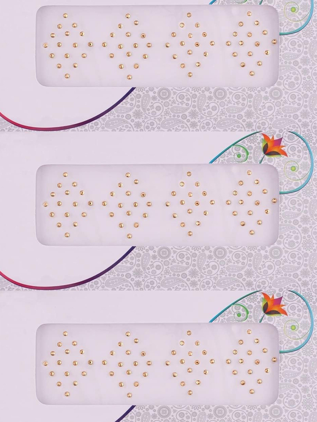 

Glamyou Set Of 3 Diamond Collection Bindis, Gold