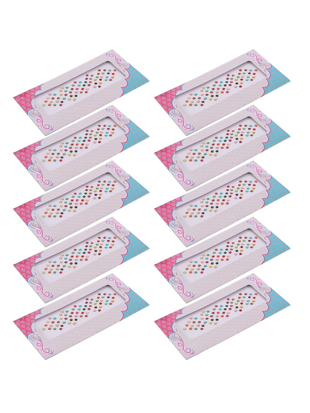 

Glamyou Set Of 10 Diamond Collection Bindis, Multi