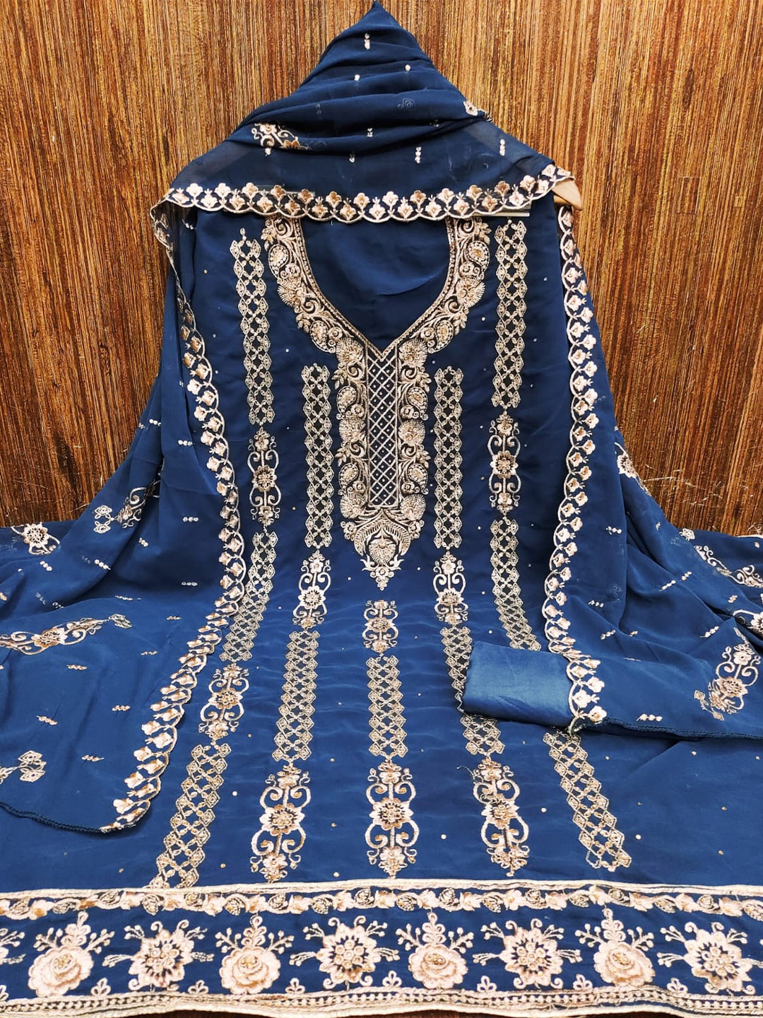 

LeeliPeeri Designer Embroidered Unstitched Dress Material, Blue