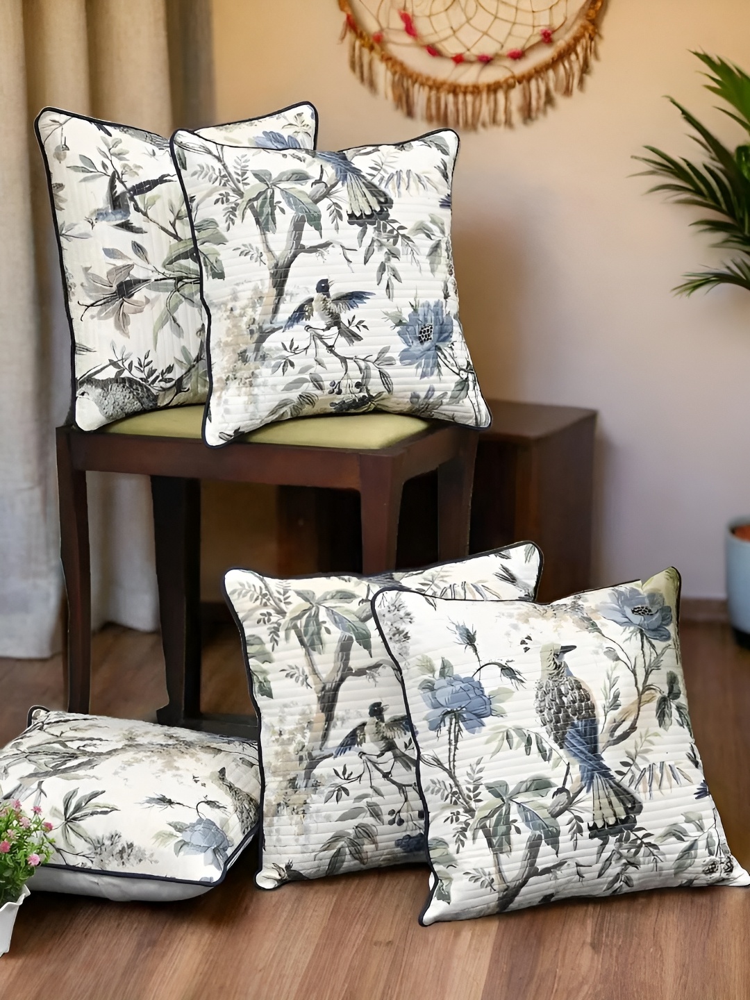

Urban Jaipur Blue & White 5 Pcs Quirky Square Cushion Covers