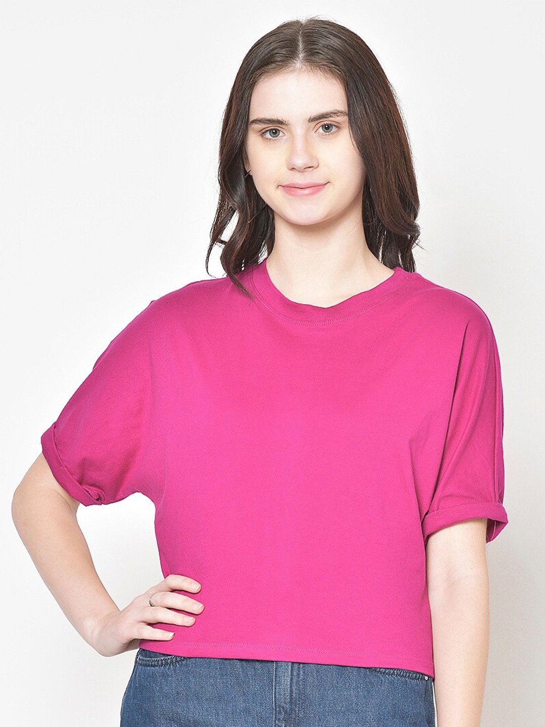 

BAESD Extended Sleeves Cotton Top, Magenta