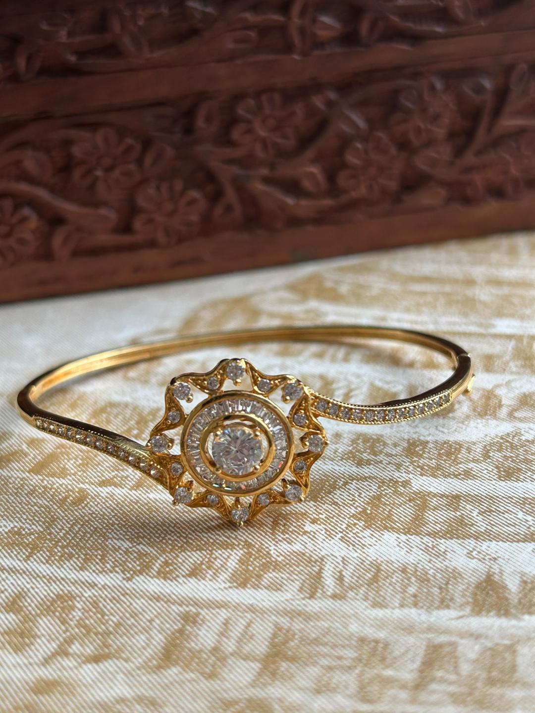 

FIROZA Cubic Zirconia Gold-Plated Cuff Bracelet