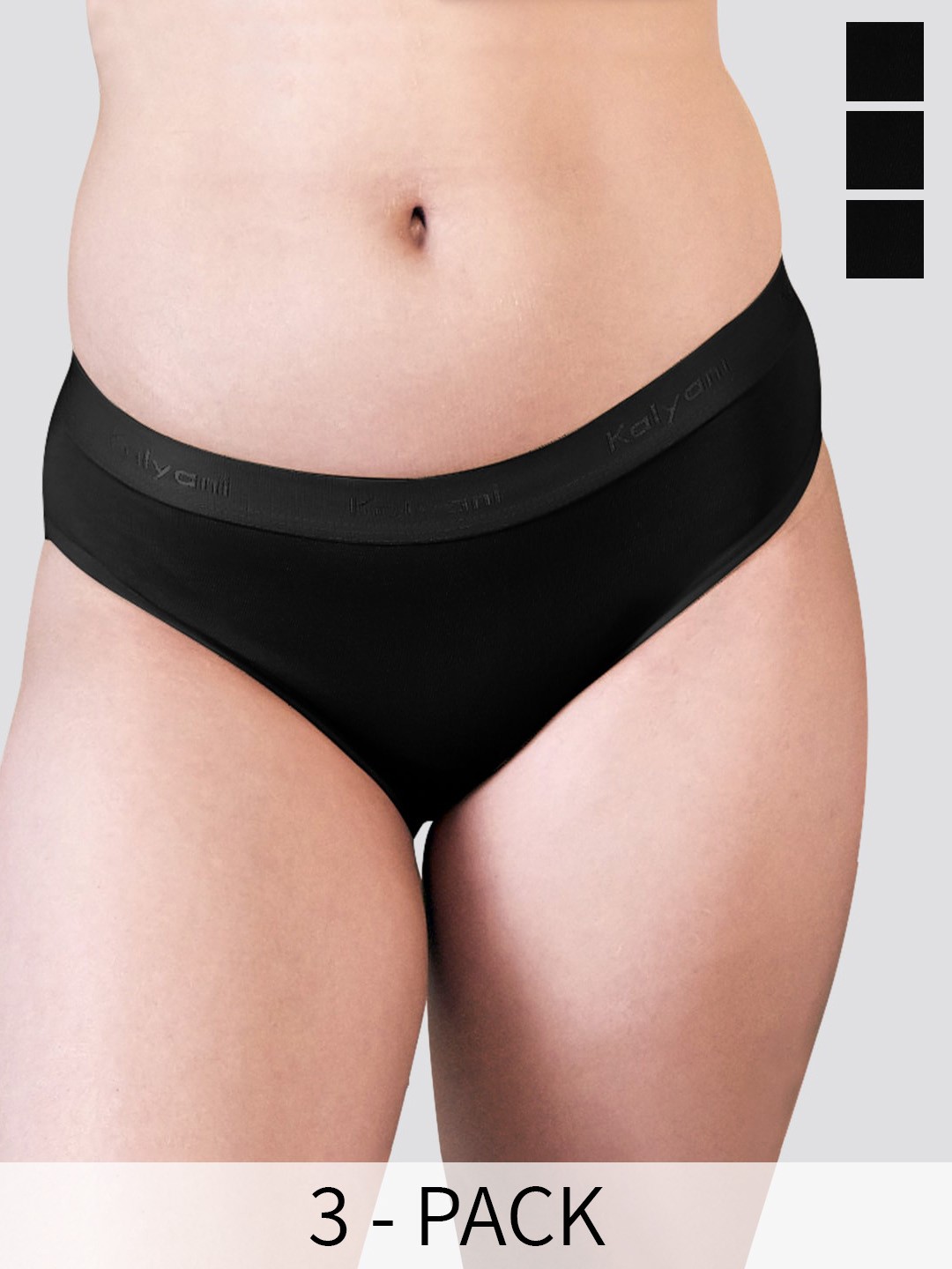 

Kalyani Sensa D/C Pack Of 3 Low Rise Anti-Odour Bikini Briefs, Black