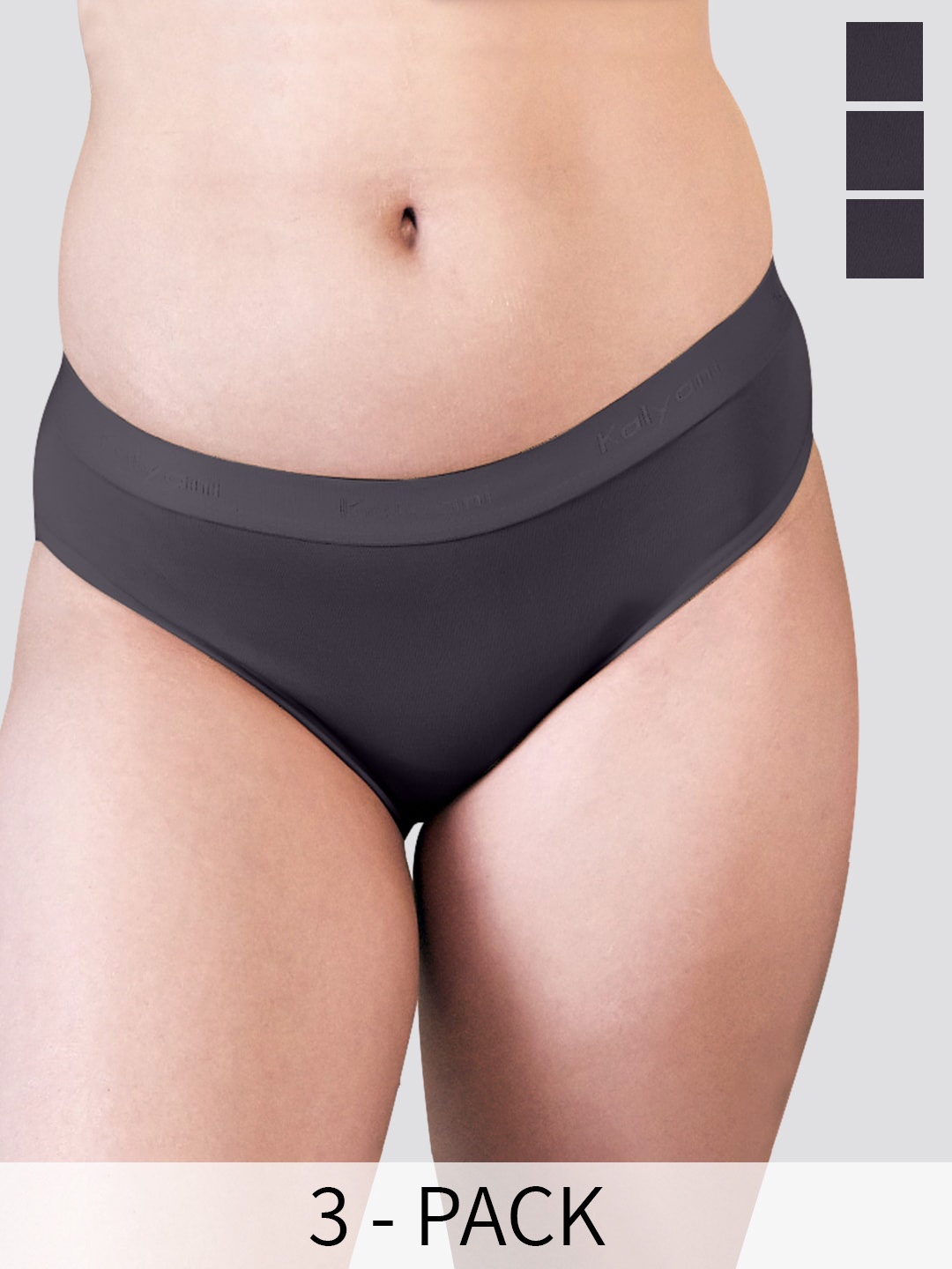 

Kalyani Sensa D/C Pack Of 3 Low-Rise Anti-Odour Bikini Briefs, Charcoal