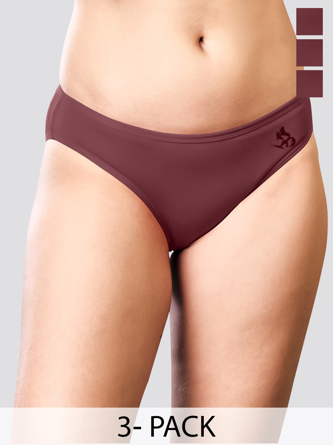 

Kalyani Reeva Pack Of 3 Low-Rise Anti-Odour Bikini Briefs, Rust