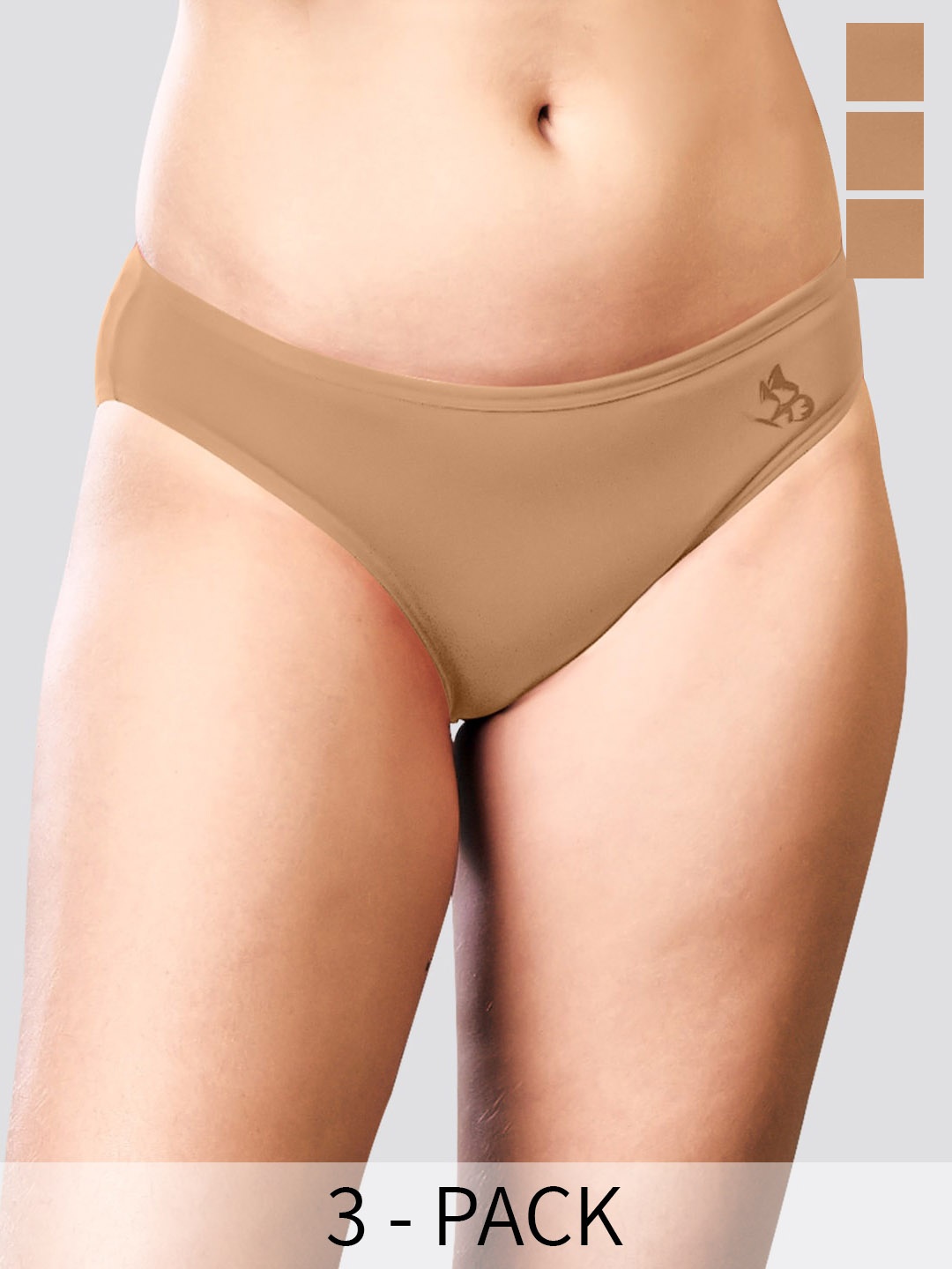 

Kalyani Reeva Pack Of 3 Low-Rise Anti-Odour Bikini Briefs, Beige