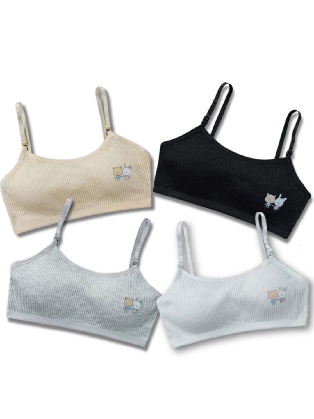 

YOUSTYLO Pack of 4 Full Coverage Double Layered Beginners Bra With All Day Comfort, Beige