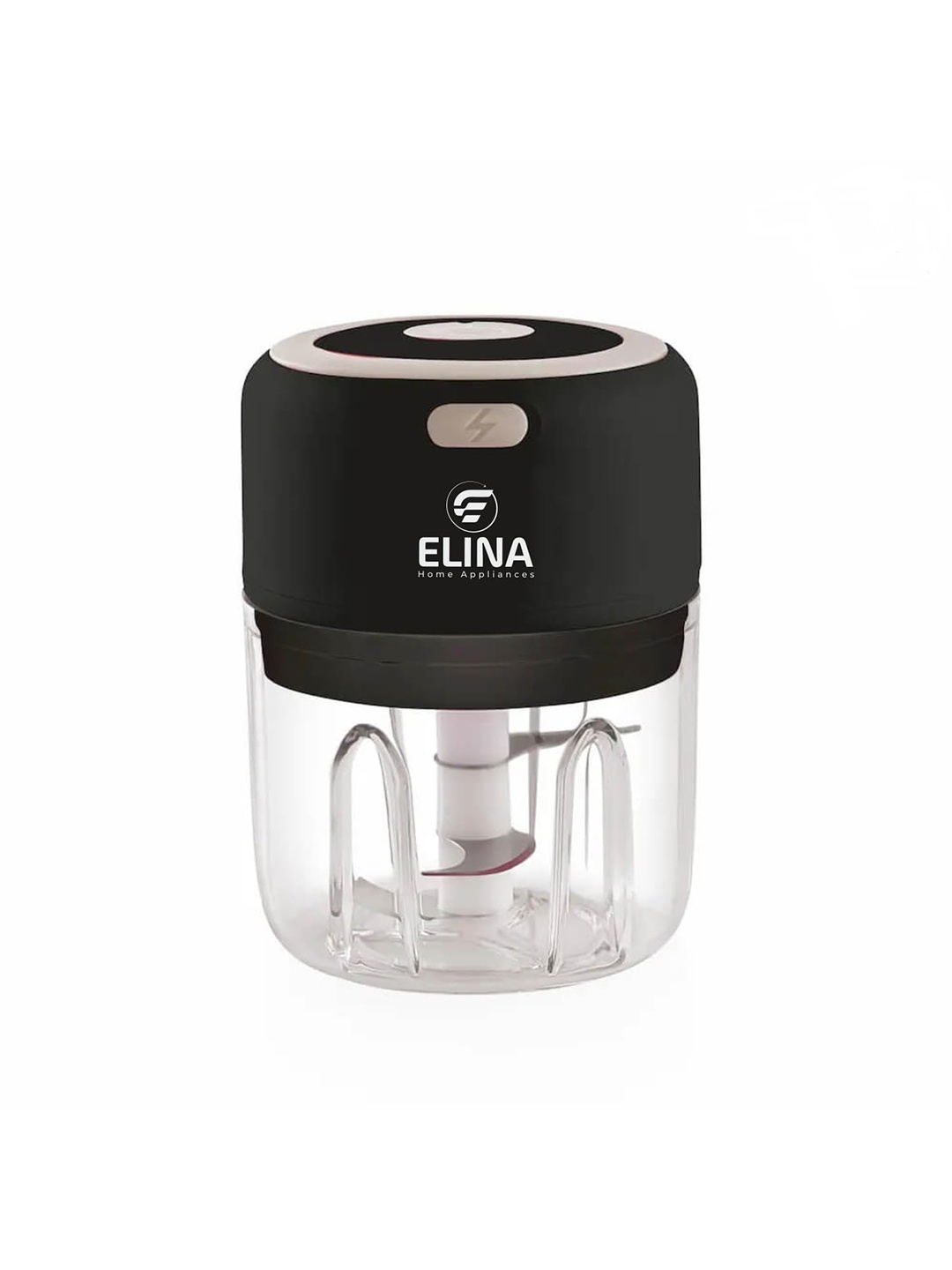 

ELINA HOME APPLIANCES Wireless USB Rechargeable Stainless Steel Chopper 250 ml, Black