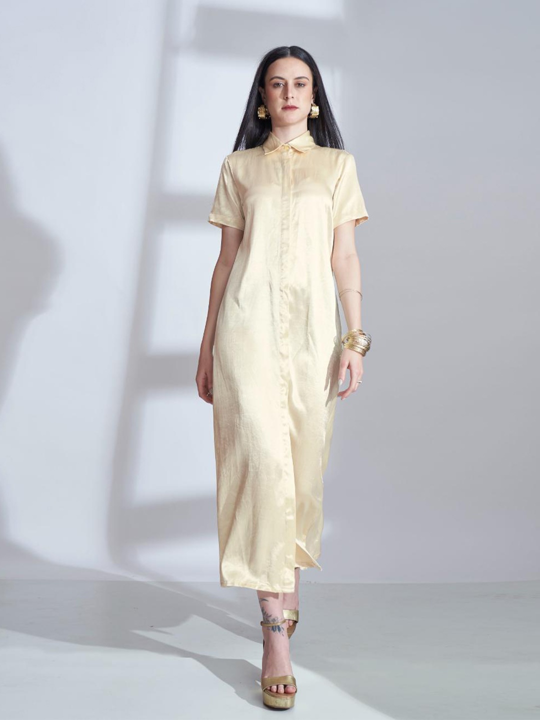 

The Samoa Short Sleeves Shirt Maxi Dress, Cream