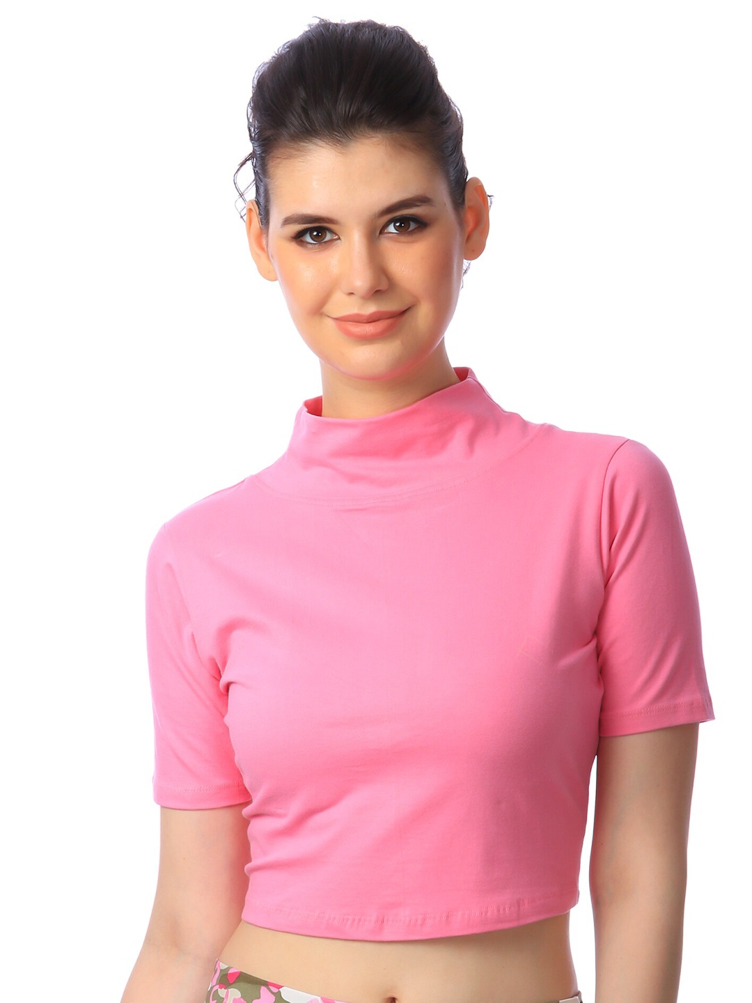 

MINOS Blush Romance High Cotton Crop Top, Pink