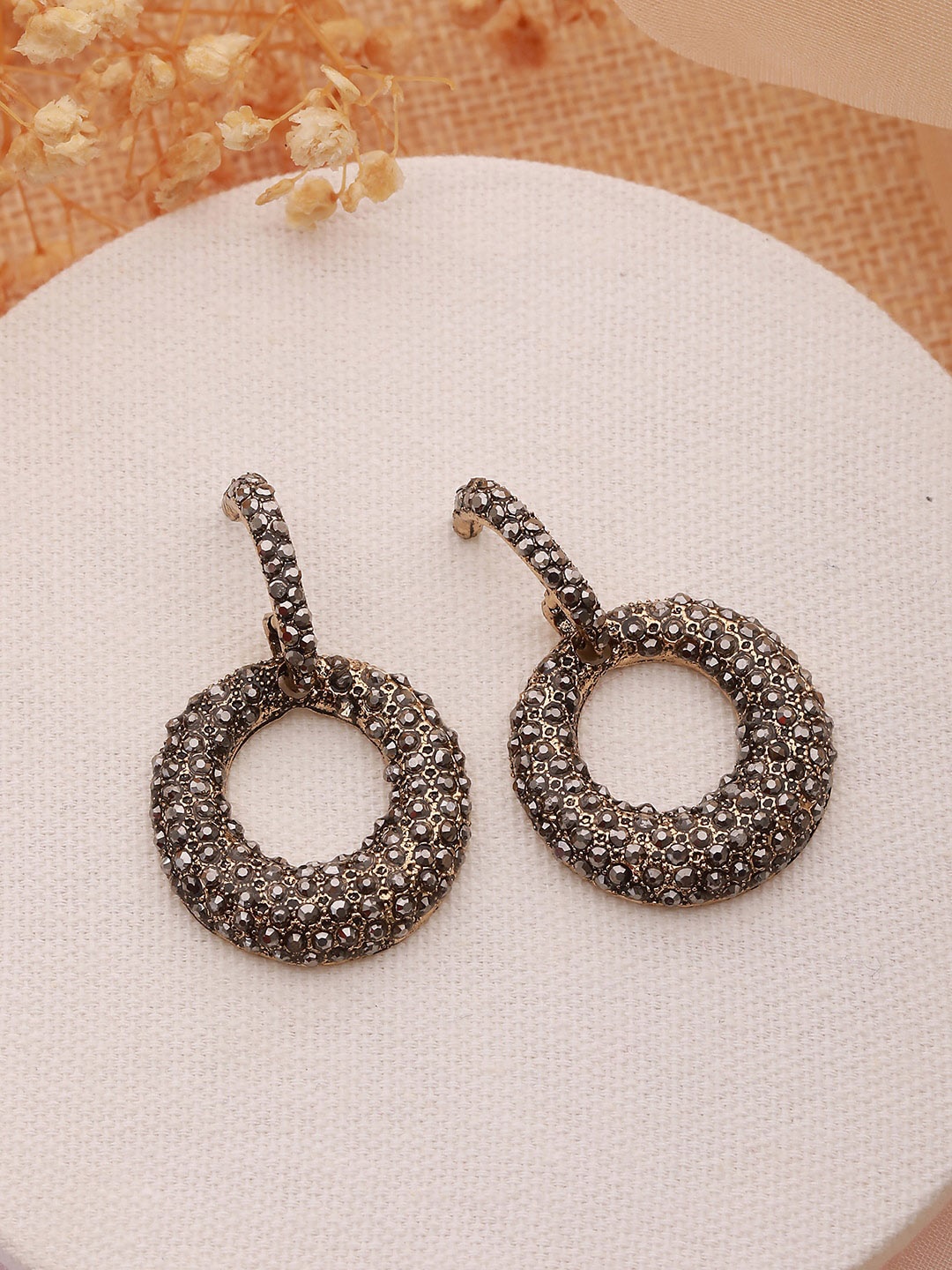 

Jazz and Sizzle Gold Plated Circular Drop Earrings