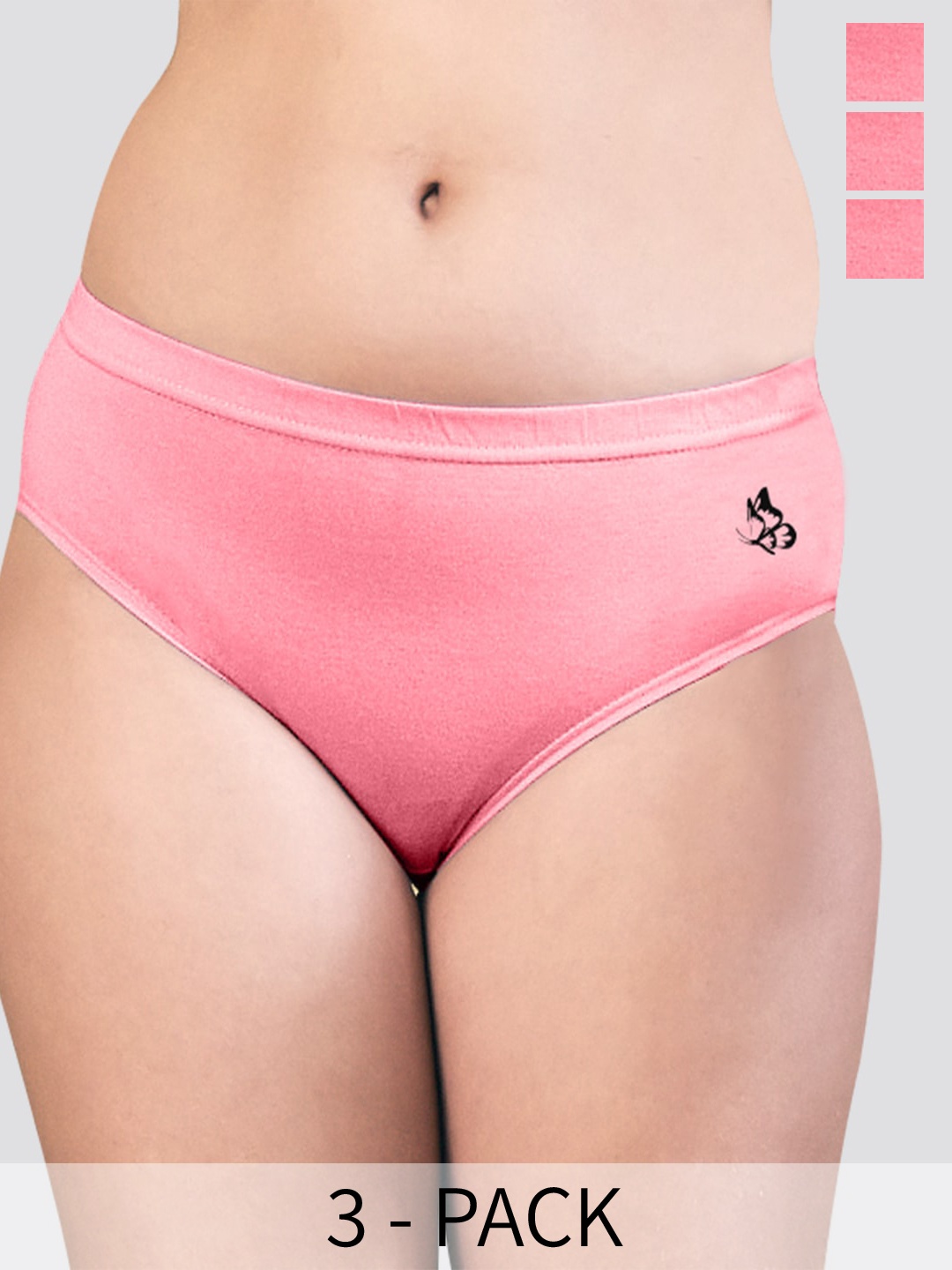

Kalyani Eve Pack Of 3 Mid-Rise Anti-Odour Pure Cotton Hipster Briefs, Pink