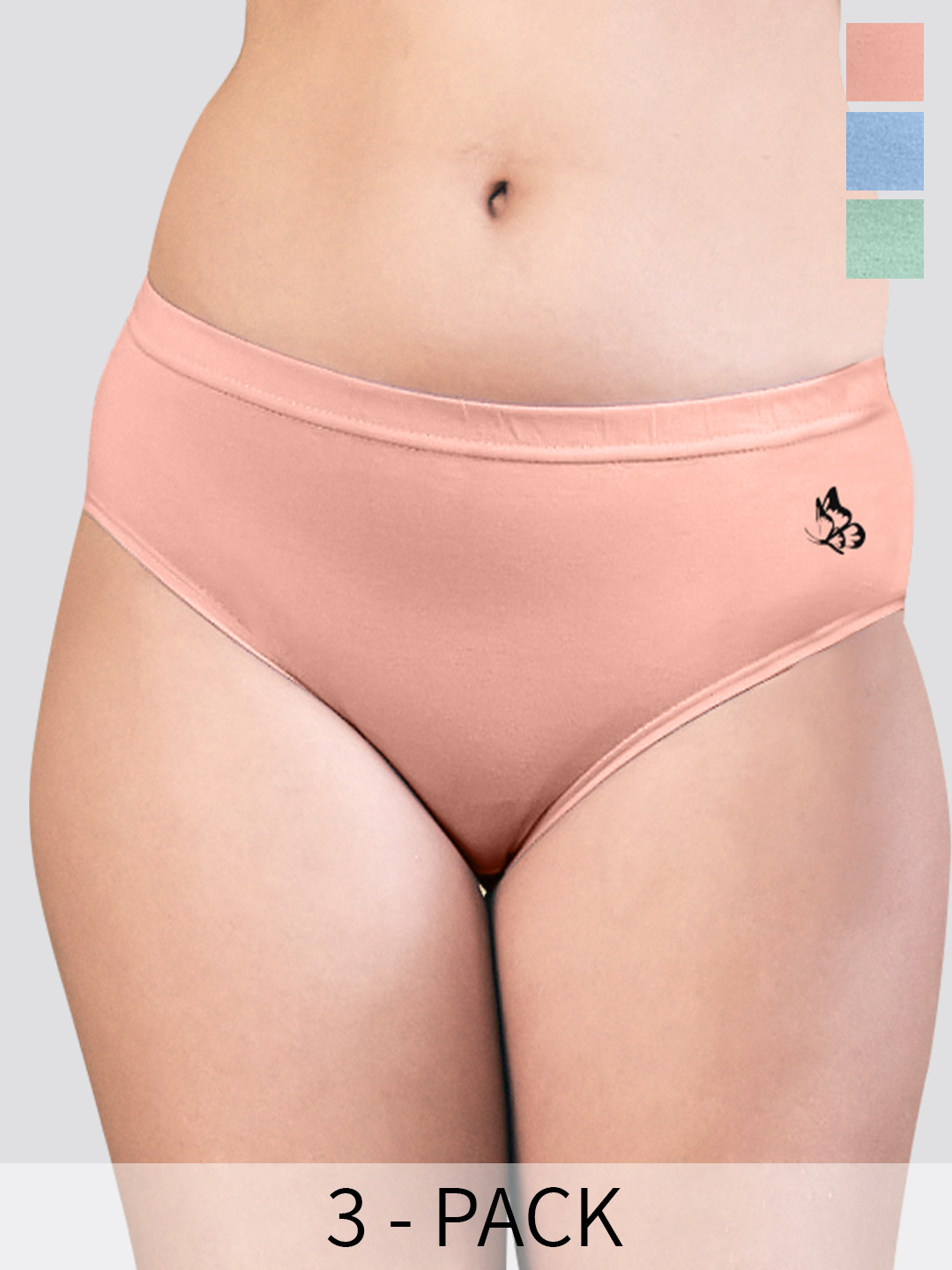 

Kalyani Eve Pack Of 3 Mid-Rise Anti-Odour Pure Cotton Hipster Briefs, Blue